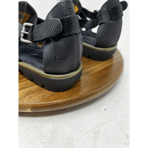 Cat Caterpillar Sandal Womens Leather Shanna Ankel Strap Thong‎ Black Size 10 - Picture 5 of 11